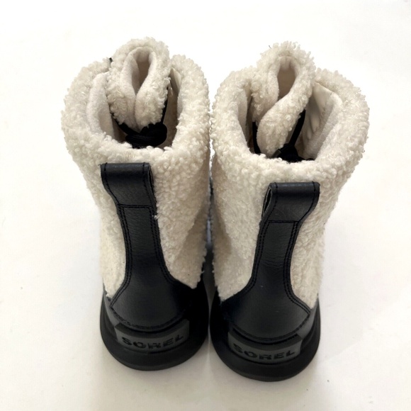 NWT! Sorel Women SOREL Explorer II Joan Cozy Winter Boots Black White Faux Shearling Sherpa NWOB